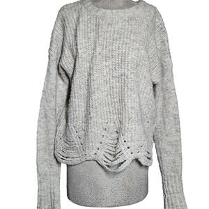 Kaisely Anthropologie Wool Blend Sweater Crocheted Hem Size Medium